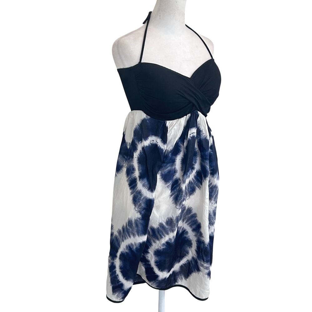 Robin Piccone Blue, White, Black Silk Tie Dye Dress Coverup Womens Size Small